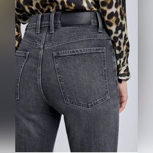 7 For All Mankind Easy Slim Grey Black Stone Wash High Rise Straight Fit Jeans